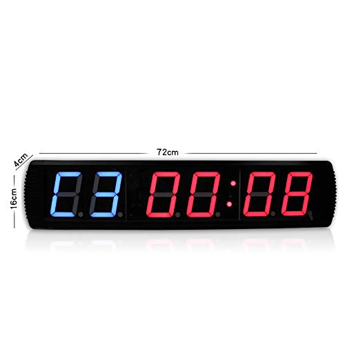 Reloj digital LED de pared de 4 pulgadas con pantalla de 6 dígitos, temporizador de conteo regresivo para boxeo y gimnasio, con segundos miniatura 2