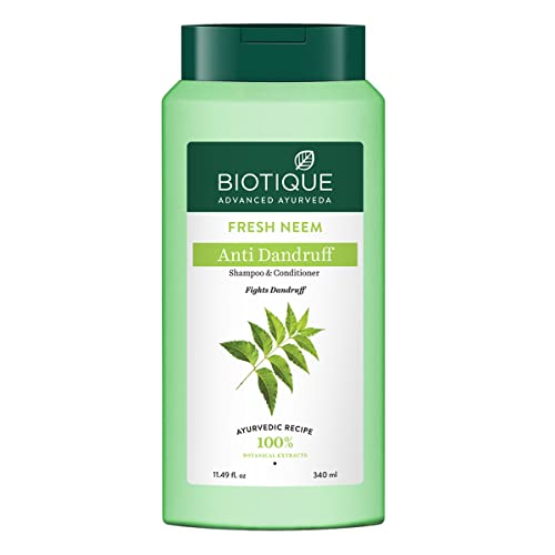 Biotique Fresh Neem Anti Dandruff Shampoo and Conditioner | Controls Dandruff | Eliminates Dryness, Flaking, and Itching | Hair Looks Fresh and Lustrous |Suitable for All Skin Types | 340ml