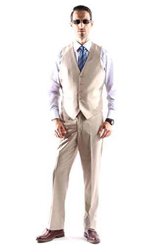 Men's 2 Button Superior 150s Extra Fine 3 pcs Vested Dress Suits3