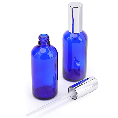 Foraineam 9 Pack 100ml / 3.4 oz. Blue Glass Spray Bottles with Atomizer Refillable Fine Mist Spray Bottle Containers for Perfume, Essential Oils, Cleaning Products3