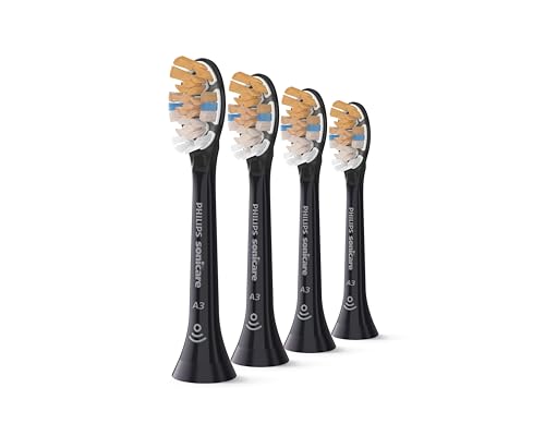Philips Sonicare HX9094/88 A3 Premium All-in-One Original Replacement Brush Heads Black Pack of 4
