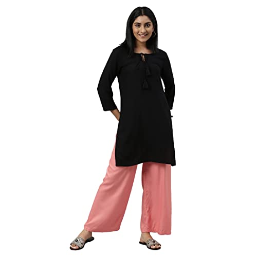 Image of GO COLORS Soft Viscose Basic Palazzo Full Length for Women| Breathable, Mid Rise, Relaxed Fit