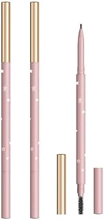 3PCS Brow Pencils, Professional Makeup Micro Fine Tip Eyebrow Pencil with Brow Brush, Dark Brown Double Ended Eyebrow Pen Long Lasting Claim Eye Cosmetic Waterproof Pencil Automatic Cosmetic Tools