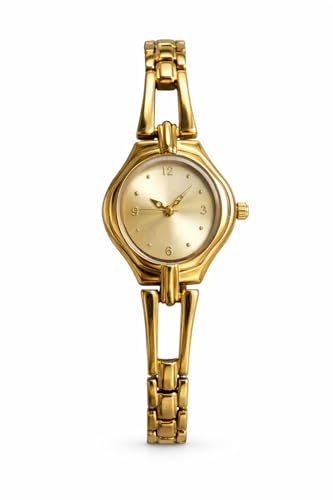 Image of Elegant 23K Gold Bracelet Watch for Women | Minimalist Luxury Analog Wristwatch