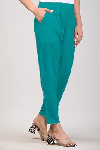 Image of Women Elastic Waist Regular Fit Casual Cotton Trouser Pants