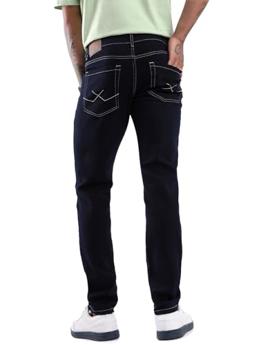 Image of WROGN Men Cotton Blend Jeans | Solid | Mid Rise | Slim Fit