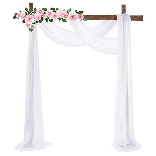 ZOYIEP Cortina transversal, arco de boda, decoración de manos libres, para boda, salón, ventana, decoración (blanco + blanco, 70 x 550 cm)