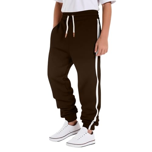 Boys Baggy Sweatpants Loose Fit Wide Leg Sweat Pants Joggers Color Block Elastic Waist Athletic Workout Trousers