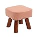 Nowoczesny drewniany podnóżek, otomana, tapicerowany stołek, krzesło, sofa, herbata, taboret, dla dzieci, taboret, ławka drewniana, tapicerowane (kolor: różowy, rozmiar: 32 cm)