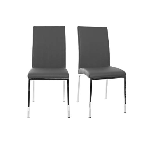 Miliboo Chaises Design Gris et métal Acier chromé (Lot de 2) SIMEA