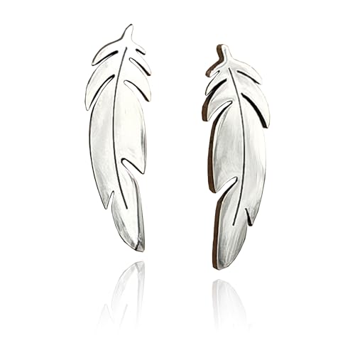 FashionJunkie4Life Sterling Silver Bird Stud Earrings with Butterfly Backs (Feather)