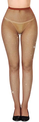 Image of Sparkle Rhinestone Fishnets High Waist Tights Party Stockings for Womens
