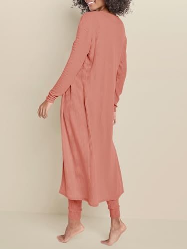 Image of Eurivicy Womens Lounge Set Waffle Knit 3 Piece Pajama Sets Tank Tops Loose Pants with Long Cardigan Loungewear 2026
