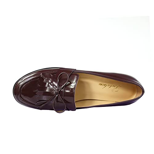 Image of LEMUTISME Women Tassel Bow Penny Loafers Slip On Low Flat Heel Dress Shoes