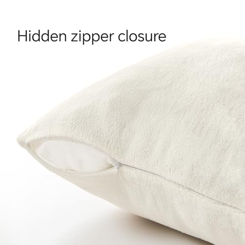 Image of BEDELITE Velvet Pillow Covers with Zipper, Off White, 26x26 Inches, 2 Pack