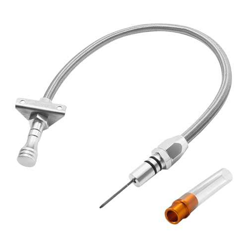 ROOTMUTIFY Flexible Transmission Dipstick Tube for GM 4L80E 700R4 4L60E with Firewall Mounted Stainless Steel Braided Hose Silver