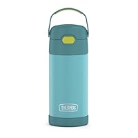 THERMOS FUNTAINER Water Bottle with Straw - 12 Ounce - Kids Stainless Steel Vacuum Insulated Water Bottle with Lid, Blue/Green