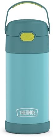 THERMOS FUNTAINER Water Bottle with Straw - 12 Ounce - Kids Stainless Steel Vacuum Insulated Water Bottle with Lid, Blue/Green