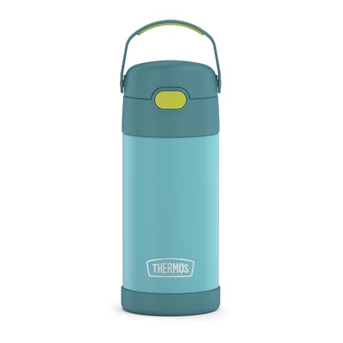 THERMOS FUNTAINER Water Bottle with Straw - 12 Ounce - Kids Stainless Steel Vacuum Insulated Water Bottle with Lid, Blue/Green by THERMOS - Used condition - US$16.90