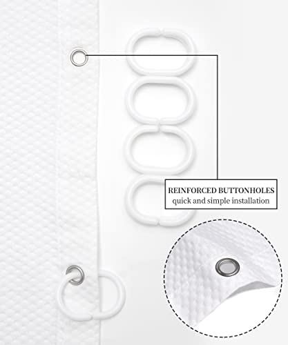 Lamplig Microfiber Fabric Shower Curtain Liners For Bathroom Embossed Pattern Texture Waterproof Super Soft Shower Curtains With Hooks For Bathtub 72X72 Inches Ideal (White) #TOP5
