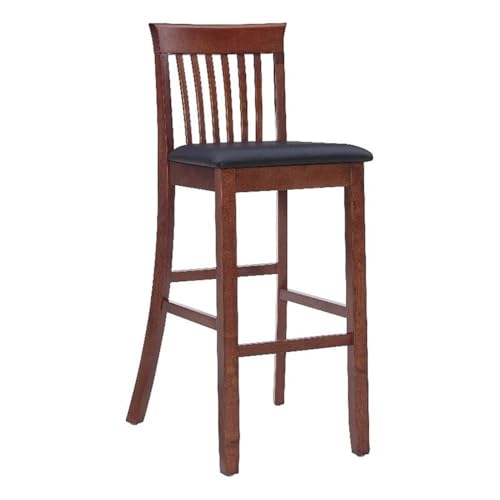 Riverbay Furniture 31" Bar Stool, Faux Leather and Wood, Dark Cherry/Black Finish, Mission Style with Padded Seat, Bar Height, 17.25"W x 21.25"D x 42.5"H, Comfortable Seating for Home Bar or Kitchen
