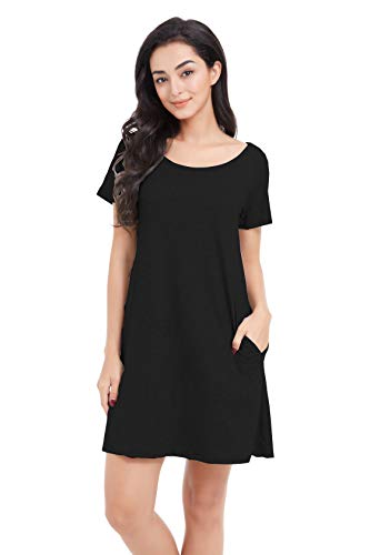 Image of Alaster Women's Casual Summer T Shirt Dress Loose Short Sleeve Tunic Dress with Pocket for Women