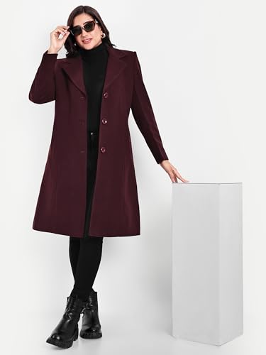 Image of HAUTEMODA Women's Winter Coat Trench Long Sleeves Over Coat With Pocket single Breasted