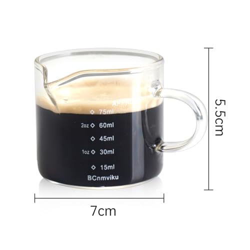 image for BCnmviku 2 PACK Espresso Glass Measuring Cup Triple Pitcher Milk Cup 7