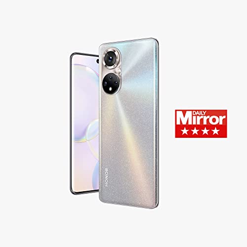 HONOR 50 Mobile Phone 5G SIM Free Unlocked 8 + 256 GB Smartphone with 108 MP Camera, 120 Hz 6.57 Inch OLED Curved Screen, Snapdragon 778, Battery 4300mAh, Android 11 (2 Year Warranty)