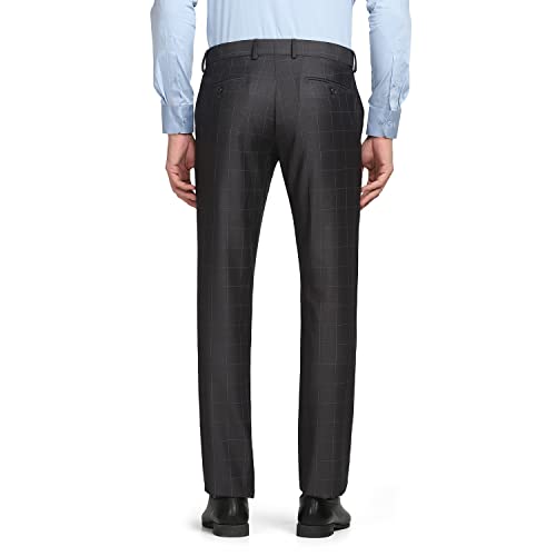 Image of blackberrys Checks Polyester Viscose Slim Fit Men's Work Wear Trousers