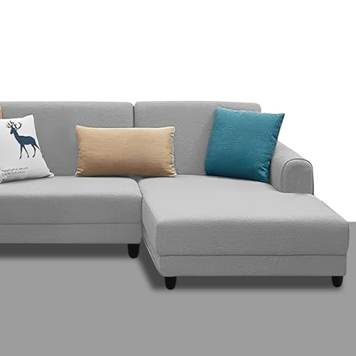 Image of Kraven RHS 4 Seater L Shape Sofa Set for Living Room (Grey Fabric) Premium Fabric Sofa