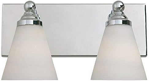 Designers Fountain 6492-CH Hudson Collection 2-Light Wall Sconce, Chrome Finish with White Opal Glass