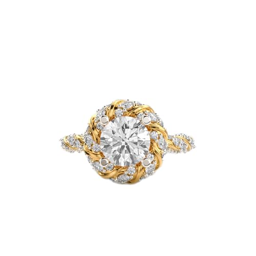Bague halo scintillante moissanite argent 925 plaqué or femme