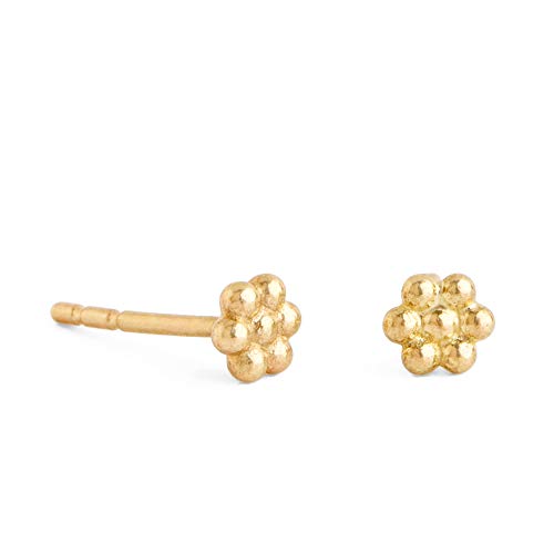 Tiny Solid Gold Cute Flower Stud earrings, Boho Minimalist Artisan Handmade Jewelry in 14k Yellow Gold, Tiny Indian Boho Dots Post Earrings for Ear Piercings, Cartilage Second Hole, Helix and More Tiny Solid Gold Cute Flower Stud earrings, Boho Minimalist Artisan Handmade Jewelry in 14k Yellow Gold, Tiny Indian Boho Dots Post Earrings for Ear Piercings, Cartilage Second Hole, Helix and More