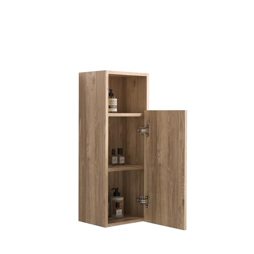 TERRUPEX Bathroom Wall Mounted Cabinet with Fluted Design, Small Floating Storage Cabinet for Over Toilet Narrow Spaces, Space-Saving Wooden Wall Cabinet for Bathroom, Laundry, Kitchen - Rough Oak