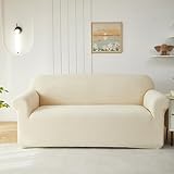 ABUKJM Funda de sofá Antideslizante, cómoda y Gruesa de Tela Polar de maíz, Cobertura Total,Resistente al Polvo y a los arañazos de Las Mascotas, para la Sala de Estar (Beige,3-Seater 190-230cm)