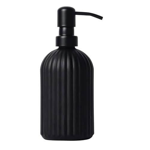Glass Soap Dispenser 400ML Shampoo and Conditioner Dispenser Liquid Hand Soap Dispenser with Black Pump Refillable Kitchen Bathroom Pump Bottle - Black