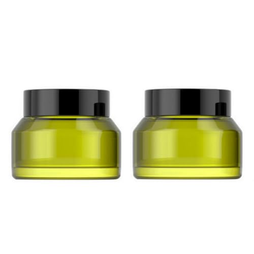 2 tarros de vidrio verde vacíos de 50 ml con tapas, rellenables, frascos de muestras de viaje, pequeños tarros de vidrio redondos para maquillaje, crema, loción, bálsamo labial, almacenamiento (verde)