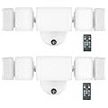 Olafus 2 Pack 100W Dusk to Dawn LED Flood Light, 10000LM, 5 Adjustable Heads, IP65 Waterproof LED Security Light with Remote, Photocell Lights Fixture for Yard Garage White