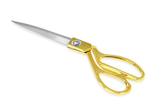 Mandala Crafts Gold Ribbon Cutting Scissors Large, Heavy Duty, Stainless Steel Blade, Ambidextrous, Rust-Resistant, Ceremonial Scissors