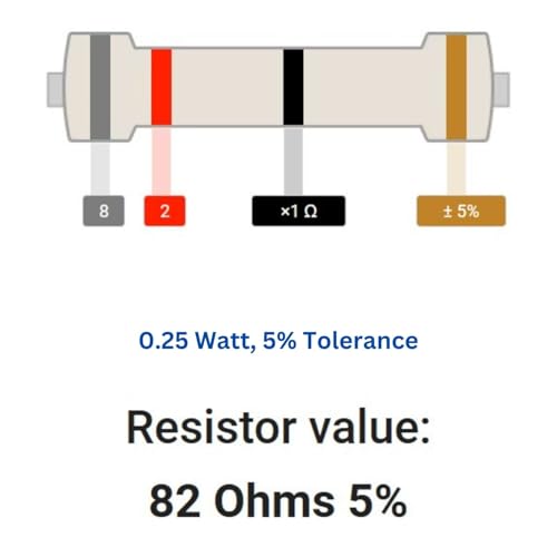 Image of 82 Ohm Resistor 1 /4W 5% Tolerance, Pack of 100 (82 Ohm)