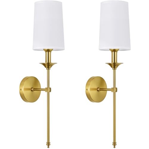 Image of PASSICA DECOR Hardwired Wall Sconces Set of 2 Candle Gold Wall Light for Bedroom Living Room Vanity Hallway Farmhouse Wired Bathroom Sconce