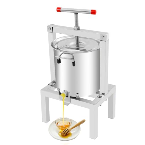 Manual Fruit Juicer, 10L/2.6Gal Fruit Wine Cider Press Apple Crusher Juice Maker Juicer Grapes Extractor Freestanding Stainless Steel for Pressing Cheese, Herbs, Olive Oil (Manual)