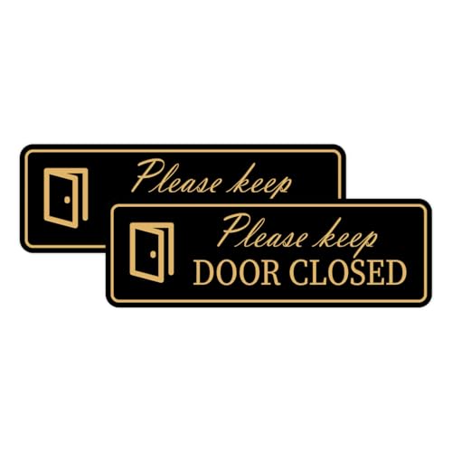 Panneau Please Keep Door Closed noir et doré idéal pour préserver le calme au bureau
