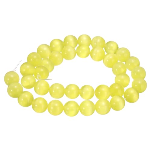 QUARKZMAN 38 Piezas De Cuentas De Ojo De Gato Amarillo Miel 10mm Redondas Lisas De Cristal De Piedra Preciosa Sueltas Para Hacer Joyería Pulseras Collares Aretes DIY