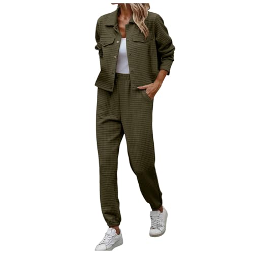 Generisch Conjunto para mujer, trajes de dos piezas, sudadera con capucha, pantalones largos de jogging, conjunto de entrenamiento, chándal, sudadera, mono para mujer, verde, XL