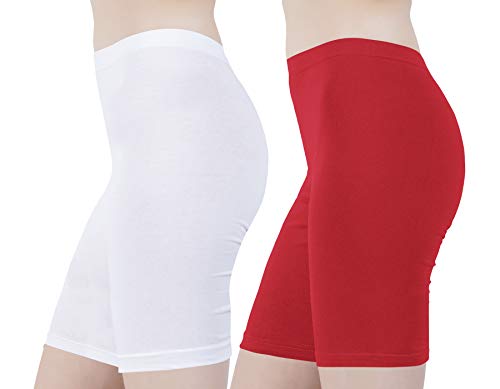 Image of Buy That Trendz Cotton Lycra Tight Fit Stretchable Cycling Shorts Womens | Shorties for Active wear /Exercise /Workout /Yoga /Gym /Cycle /Running Red Grey Combo Pack of 2