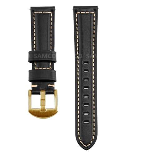 Bracelet de montre en cuir véritable 20mm 22mm rétro ciré avec barrettes à dégagement rapide