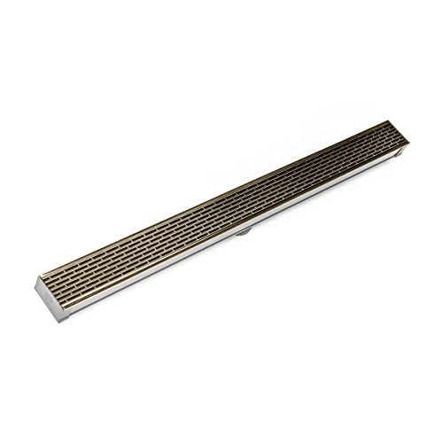 Infinity Drain S-LT 6548 SB 48' S-PVC Series Low Profile Complete Kit with 2 1/2' Perforated Offset Slot Grate in Satin Bronze