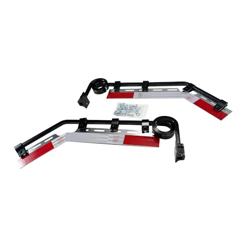 Image of Pair Angled Down Bar Type Mud Flap Hangers Complete Kit 2 Coil, 0.640 inch Square Steel Arm with Reflector Plates and Mounting Hardware for Semi Trucks Trailers